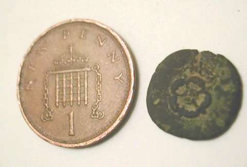A Rose farthing from the Charles 1st civil war period